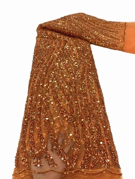 Luxusné módne Afriky flitrami korálky trubice pruhy výšivky, ručné bublina korálky textílie party šaty s čipkou textílie 5 metrov