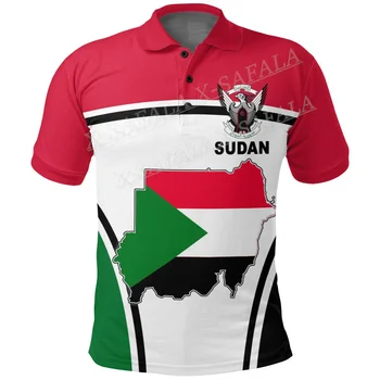 Sudán Vlajkou Krajiny Znak Národnej Polo Tričko Customed Názov Mens Black A White Kôš Osobné Disc Golf Košele-2