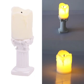 1:12 1:6 domček pre bábiky Miniatúrne Retro Sviečkový LED Sviečky Lampy Lamppost Model Home Decor Hračka Bábika Dom Príslušenstvo