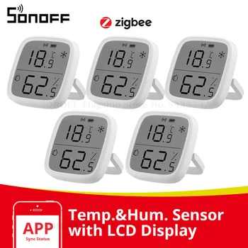 1-5 KS SONOFF SNZB-02D Zigbee Teploty Vlhkosti Snímač S LCD Displej Smart Home Monitorovací Modul pre Alexa Domovská stránka Google