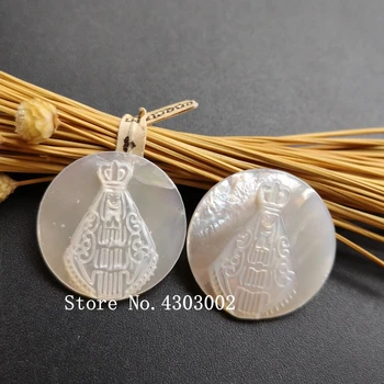 100ks/množstvo 15 mm Prírodné Kolo pani Aparecida perleť Shell Panny Márie Pearl Shell pre DIY Šperky