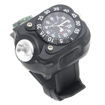 10pcs/veľa Nabíjateľná CREE LED Zápästie Mechanické Hodinky Baterka Outdoorové Športy Baterky Lampy WristLight s Kompasom