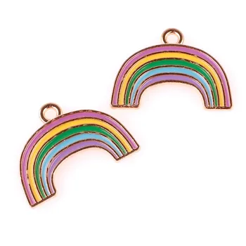 10pcs/veľa Rainbow Smalt Prívesok Šperky Nájsť, Čo Pre DIY Náušnice Náhrdelník Charms 23616