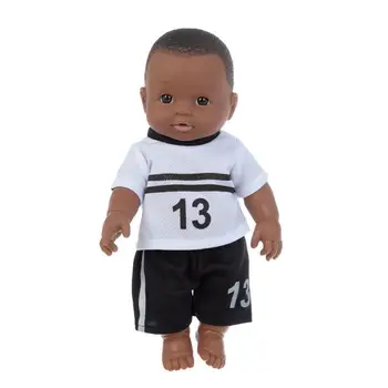 12 Palcové Čierne Bábika Africký Chlapec Bábika Deti Hrať Bábika Darček Hračka Africké Čierne Chlapčeka Roztomilý Plešatý Plešatý Black Dieťa Realistické Baby Doll