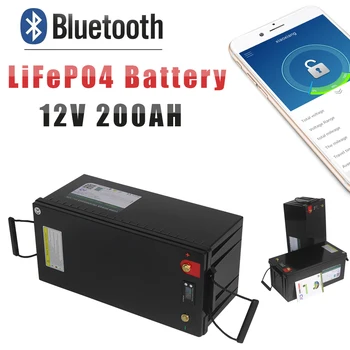 12V 12.8 V 200AH LiFePO4 Batérie, Bluetooth BMS PRE Solárne RV Skladovanie Off-Grid 12V Lítium železa fosfát batérie