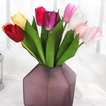 12pcs/ Strapcov Skutočný dotyk Umelé Kvety Záhrada Tulipány Skutočný Dotyk Kvety Tulipán Mariage Deco flores artificiales Vianoce