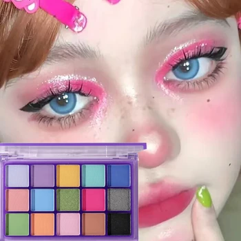 15Color Farebné Multi Color Macaron Očné tiene Palety Pearlescent Matná Ružová Modrá Zelená Stage Festivalu make-up Pigmentované