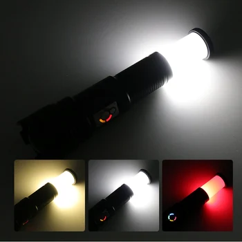 1800 lumenov LED Baterky Prenosné USB Nabíjateľné Svetlo dlhý rad Taktických Pochodeň Nepremokavé Outdoor Camping Núdzové svietidlo