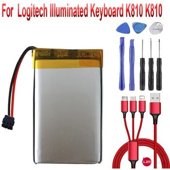 1800mAh Batériu 533-000114 pre Logitech IIIuminated Keyboard K810 K810+USB kábel+toolki