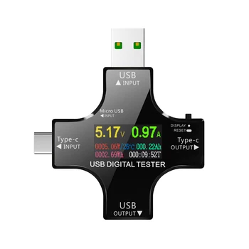2 v 1, Typ C, USB Tester USB Voltmeter Ammeter Prúd Napätie Tester BT APP Riadenie Mini Digitálny Multimeter s OTG Konektor