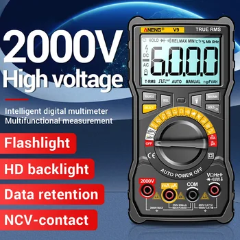2000V 6000 Počítať Multifunkčné Anti-spáliť Fotovoltaických Baňa Elektrické Multimeter s Vysokou Presnosťou Napätia Digitálny Tester V9