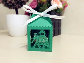 2019 New Horúce Elegantné Slon Dizajn Laserom Rezané Candy Green Box Veľkoobchod