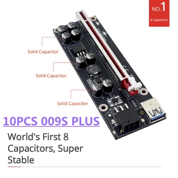 2021 Najnovšie VER009S Plus Ťažba Super Verson 6Pin Kábel Bitcoin Ťažba Baník PCIE Stúpačky 009s Plus PCI E x16 Extender Stúpačky Karty
