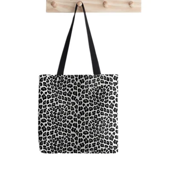 2021 Shopper Snow Leopard osobnosti Vytlačené Tote Taška ženy Harajuku shopper kabelka dievča Ramenný nákupní taška Lady Plátené tašky