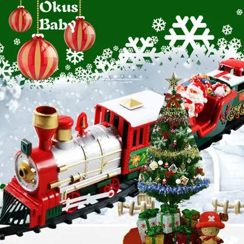 2021 Vianočné Elektrické Železničné Vozidlo Vlaku Hračka Detí Elektrické Hračky Železničnej Vlakovej súpravy Závodné Cestné Prepravy Budovy Hračky