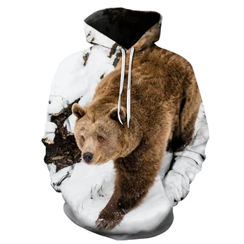 2022 Jesenné a Zimné Nové Unisex Zábavné, Roztomilé Zvieratá, 3D Tlač Hoodies Módny Trend Predaja ruský Medveď Mikina s Kapucňou