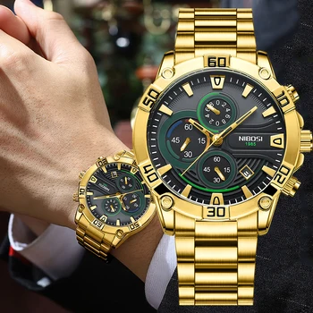 2022 Nové Relogio NIBOSI Masculino Značky Luxusné Watche Pre Mužov Veľká Dial Nepremokavé Športové Bežné Quartz Hodinky Mužov Reloj Hombre