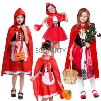 2023 Little Red Riding Hood Cosplay Kostým pre Deti Zdobiť Halloween Karneval Fantasia Strany Dievčatá Maškarný Deti Strany