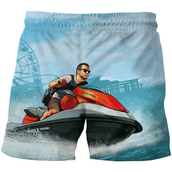 2023 Nové GTA 5 Auto Hry 3D tlač plávanie šachty Mužov Príležitostné Letné Šortky Beach Fashion Nohavice chlapcov Cartoon Plavky
