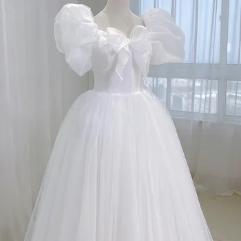 2023 Nové Princezná Svadobné Šaty Vintage Lístkového Rukávy Sukienka Na Wesele So Sladkou Luk Jednoduchý Dlhý Vestito Da Sposa Plus Veľkosť