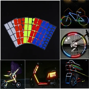 21Pcs/Veľa MTB Bike Reflexné, Fluorescenčné Nálepky Motorové Požičovňa Reflektor Cyklistické Kolesa Rim Noc Upozornenie Reflektor Film Nálepky
