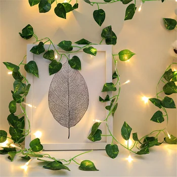 2M 20 LED Umelé Ivy Viniča Rozprávkových Svetiel Zelenej Listovej Rastlín Garland Javorový List Reťazec Svetlo pre Domáce Pletie Spálne Dekorácie