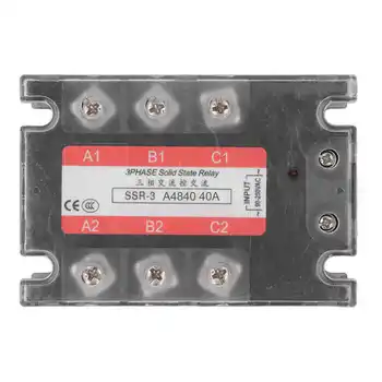 3 Fáza Solid State Relé 40A LED Indikátor Priehľadný Kryt AC na AC SSR 90‑250V Vstup 24‑480V Výstup