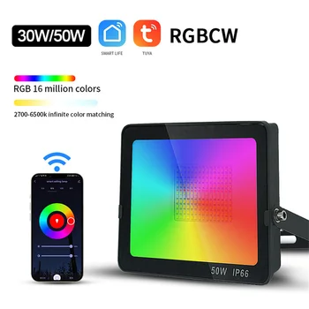 30W/50W Tuya Smart Wifi Bluetooth RGBCW Led Svetlomet IP66 Nepremokavé Reflektor Nástenné Svietidlo Blacklight Vonkajší RGB LED Reflektor