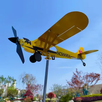 3D Záhradné Dekor Piper J3 Mláďa Vietor Spinner Rovine Kovové Lietadlo Počasie Veje Vonkajšie Strechy Smer Vetra Indikátor WeatherVane