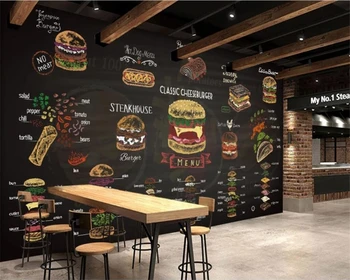 3DBEIBEHANG Tapety vlastné high-end ručne maľované farebná krieda burger Európsky 3D TELEVÍZOR nástenná maľba pozadia dekorácie nástenná maľba