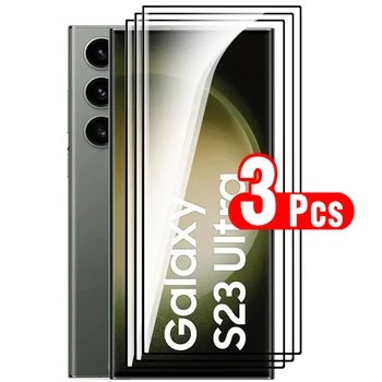 3ks 9D Zakrivené Ochranné Sklo puzdro Pre Samsung Galaxy S23Ultra S23 S 23 Ultra 23Ultra Obrazovky Chrániče Tvrdeného Film 6.8 palec
