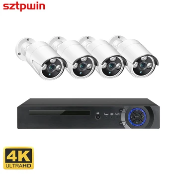 4CH 8MP 4K POE kamerovým Systémom Súprava Audio Rj45 4mp 5MP IP FaceDetection Vonkajšie Nepremokavé CCTV kamerový