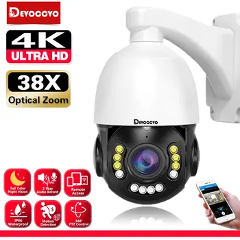 4K HD POE PTZ Kamery Zabezpečenia Automatického Sledovania Farebné Nočné Videnie 30X Zoom CCTV kamerový 8MP Fotoaparát 2 Way Audio IP Cam