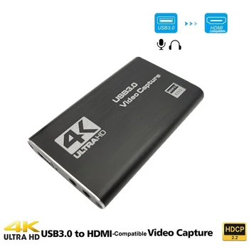 4K Video Capture Karty 1080P 60fps HD Kamera, Záznam Box HDMI-kompatibilný s USB 3.0 PC Live Streaming Grabber Nahrávač