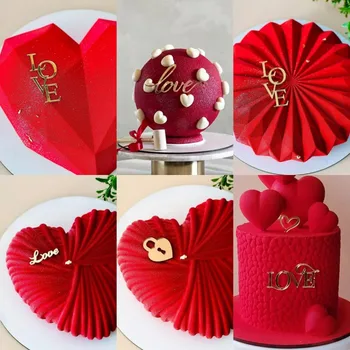 5 ks Nové Kreatívne Svadobné Dekorácie Akryl LÁSKA Cake Vňaťou pre Svadbu Tortu Suppplies Happy Valentine ' s Day