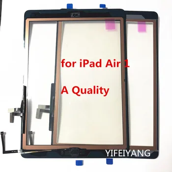 5 ks Pôvodnú kvalitu pre iPad Vzduchu 1 iPad 5 Dotykový Displej Digitalizátorom. s Home Tlačidlo Predné Sklo Displeja Dotykový Panel A1474 A1475