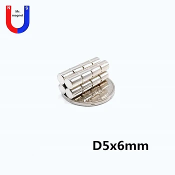 50pcs 5 mm x 6 mm Silné Valec Neodýmu Magnety 5*6 Mini malé okrúhle magnet bar 5x6 Priemyselné magnet
