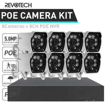 5MP Bezpečnostné Kamery CCTV Systém pre 8 POE IP Kamera H. 265 P2P 8CH kamerový NVR Auta 48V 802.3 af Štandard