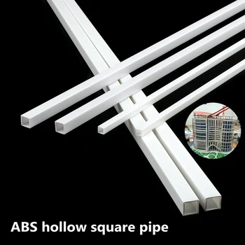 5~80PCS ABS Hollow Square Potrubie Plastové Duté Trubky Priemer 3/4/5/6/8/10 mm HOBBY Ručné Piesku Tabuľka Materiál, Model Budovy