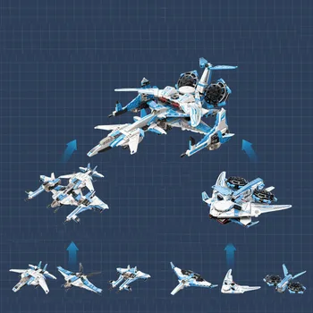 6 V 1 Deformácie Star Fighter Blok DIY Mini AEW Prieskumné Lietadlo Interceptor Tehly Hračky Pre Chlapca Deti