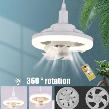 60W, Stropný Ventilátor E27 S Led Svetlom A Diaľkové Ovládanie 360° Rotácia Chladenie Elektrický Ventilátor Lampa Luster Pre Miestnosti Domova