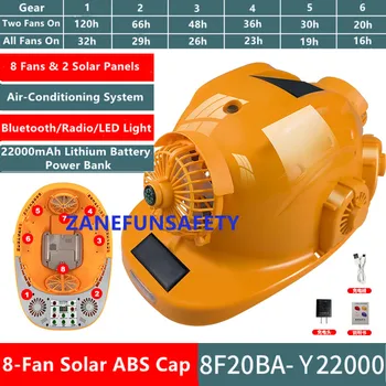 8-Ventilátor 2-Solárne Ventilátor ABS Spp S Vzduchu-klimatizácia Bluetooth Rádio, LED Svetlo 22000mAh Lítiové Batérie, SOS Alarm, Solárne Ventilátor, Pevný Spp