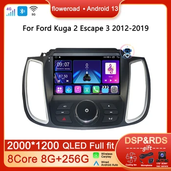8G+256G QLED Obrazovke Android Pre Ford Kuga 2 Escape 3 2012-2019 Auto Rádio Multimediálny Prehrávač Navigácie GPS Autoradio Carplay Auto