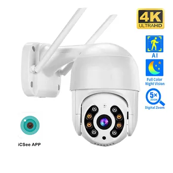 8MP 4K Bezdrôtový PTZ Kamery HD 1080P Farebné Nočné Videnie Wifi IP Kamera, Vonkajšie 5MP Ai Auto Tracking CCTV Kameru iCsee