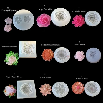 9 Štýly 3D Kvet Silikónové Formy Živice Camellia Pivónia Lotosový Kvet Prívesok Jewlery Výrobu Nástrojov Epoxidové Živice Formy