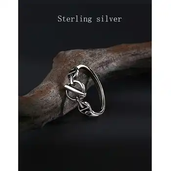 925 Sterling Silver pre Ženy Krúžok Jednoduché Duté Krúžok Krúžok Pár Mincový Striebro Šperky Otvorenie Nastaviteľný Krúžok
