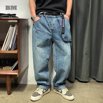Americká Hip Hop Vysokej Kvality Veľké Vrecko Džínsy Mužov Oblečenie Harajuku Bežné Vintage Denim Neforemné Cargo Nohavice Rovné Nohavice