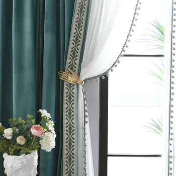 Americká Ľahká Luxusné Nordic Jednoduché Teplé prostredie Zelenej Zamatovej Curtins pre Obývacia Izba, Spálňa Vlastné Domáce Dekorácie