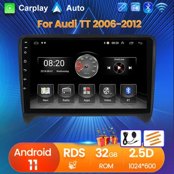 Android 11 Navigácia Auto Systému, Video Prehrávač, 4-Core HD Pre Audi TT MK2 8J 2006-2012 2+32GB Auto Rádio Carplay GPS FM RDS WIFI
