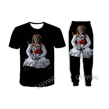 Annabelle 3D Bežné Tlačené T-shirt + Jogging Nohavice nohavice Nohavice Vyhovovali Oblečenie Žien/ Mužov Nastaví Farby Oblečenia h02